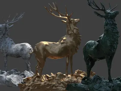 Deer On Forest Base 3D model