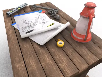 Low Poly Upgrade Table Crafting Workbench Game Ready Station Low-poly 3D model