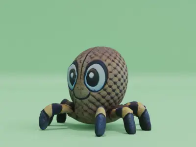 Plush Spider Toy Baby Cute Big Head Low-poly 3D model
