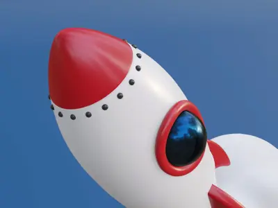 Cartoon Rocket 3D model 4
