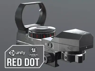 Red Dot Sight  Low-poly 3D model