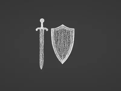 Medieval Sword and Shield Set 3D model