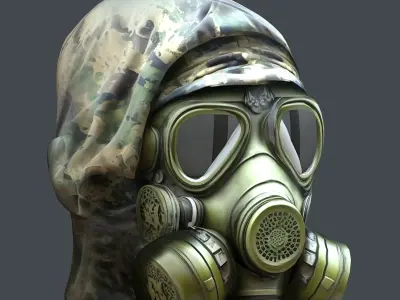 Gas mask helmet 3d model military combat fantasy cyborg Low-poly 3D model buy