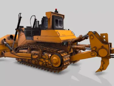 Old Industrial Vehicle Dozer Low-poly 3D model