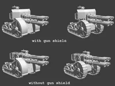 Renault Pattern Quad Gatling Laser - Pre-supported 3D print model