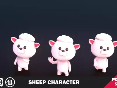 Funny Sheep Character Low-poly 3D model