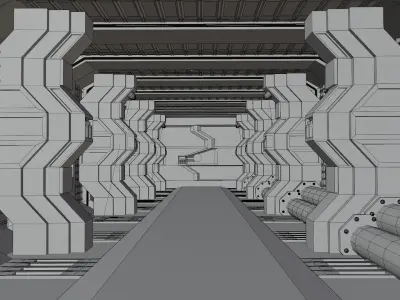 Sci-Fi corridor 3D model 17