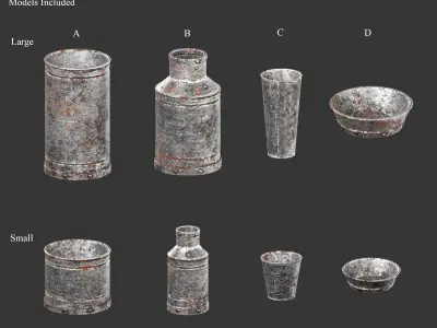 Medieval Collection Containers Barrels and Buckets 3D Model Pack purchase