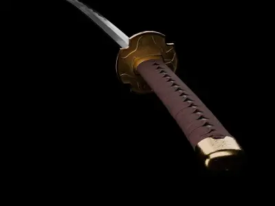 Katana Low-poly 3D model 14