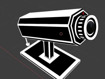 Security Camera and Warning Sign  3D model