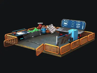 Scifi Scene Modular Gameready Lowpoly Low-poly 3D model