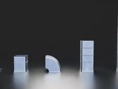 Modular Industrial Metal Duct Set Low-poly 3D model