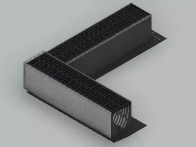 V200 Drain Channel Corner L Shape with End Cap 1m Concrete 3D model