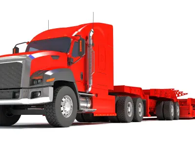 Lowboy Trailer with Truck 3D model