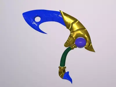 Sickle weapon made of gem and metal Free low-poly 3D model