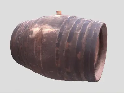 Wooden wine barrel Low-poly 3D model