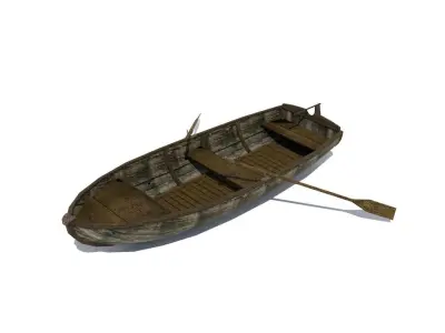 Wooden Life Boat Low-poly 3D model