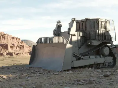 Armoured Bulldozer Low-poly 3D model