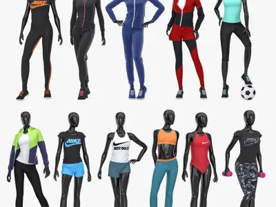 Female sport mannequin collection 3D model