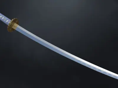 PBR Japanese Sword Low-poly 3D model