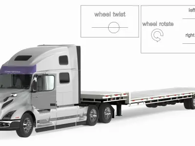  Volvo Truck with Axle Extendable Trailer Rigged 