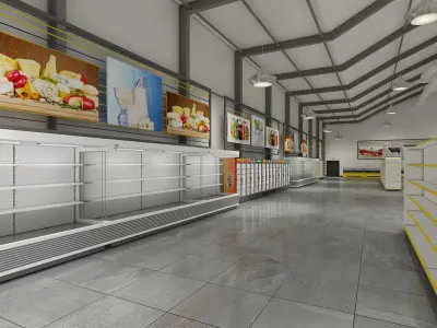 SuperMarket Interior and Exterior 3D model