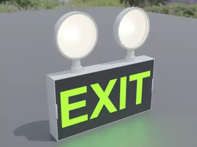 Realistic Emergency Exit Sign - Industrial Safety Light 3D model