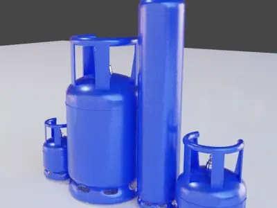 LP gas cylinder tank collection Low-poly 3D model