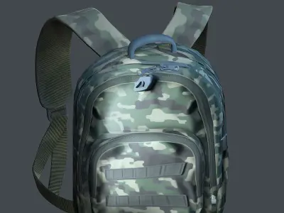 Backpack military combat Black baggage bag luggage Low-poly 3D model purchase