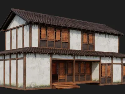 Old Japanese Building 4K Textures GameReady 169 Low-poly 3D model