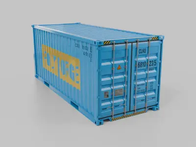 20ft Shipping Container - Customizable with Interior and Exterior 3D model
