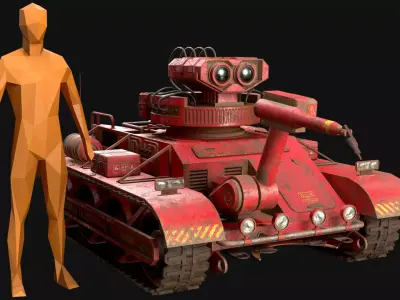 Robot Concept-3-Red-Rusty 3D model