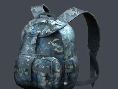Backpack military combat Black baggage bag  Low-poly 3D model