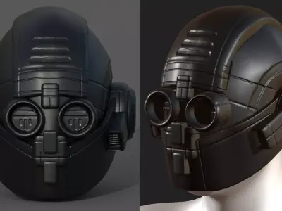 Helmet scifi fantasy futuristic military  Low-poly 3D model