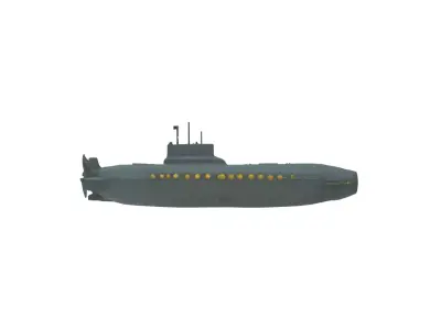 Submarine Low-poly 3D model 3