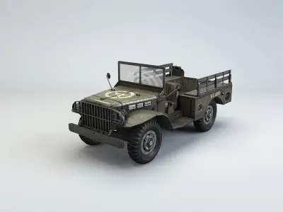 Low Poly Dodge WC Cargo Truck Low-poly 3D model