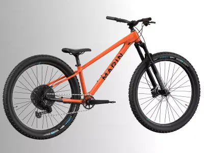 MTB hardtail in orange black Low-poly 3D model