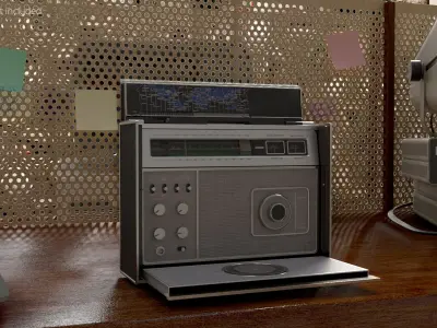Vintage Multi-Band Radio Receiver Silver Black 3D model