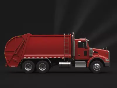 Red Garbage Truck 3D model