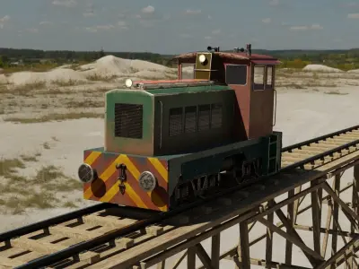 Railway Bridge 3D models complete of locomotive 3D model