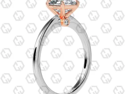 Ring 151 Asscher shape with hidden signature diamond both side 3D print model