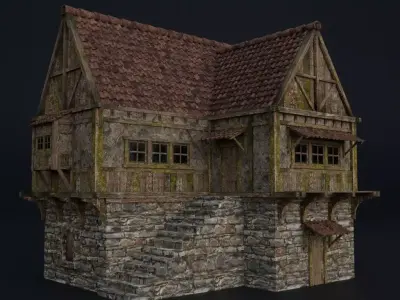 OLD MEDIEVAL BUILDING 03 Low-poly 3D model