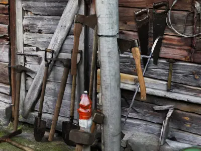 Farm and Garden Tools Low-poly 3D model