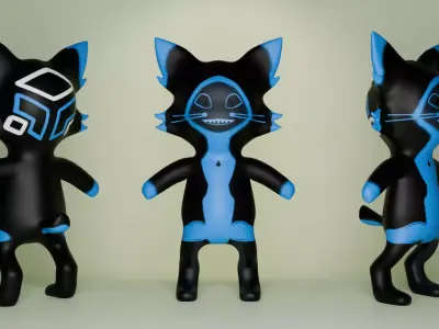 cute fox character Low-poly 3D model