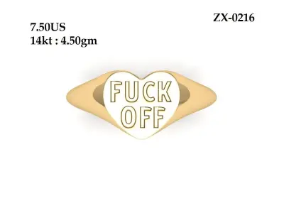 Fuck Off  Engagement Ring 3D print model