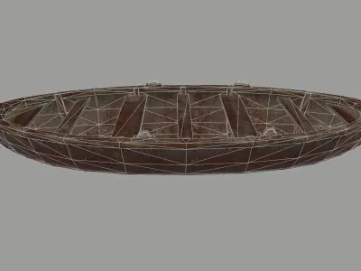 boat 5 old wooden Low-poly 3D model