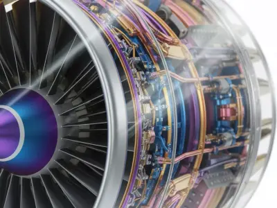 High-Tech Turbofan Jet Engine Low-poly 3D model