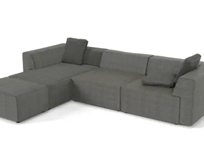 4 Industrial loft sofa sectional modules Free 3D model