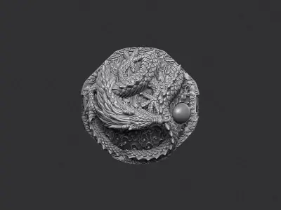 Dragon ring or serpent monster Draconian Beast demon wyvern 3D print model