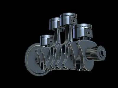 High poly piston engine  3D model